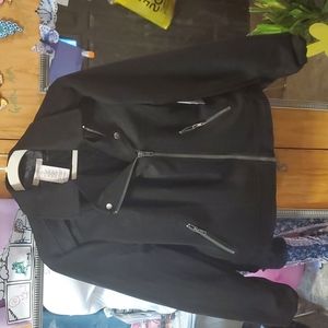 Black faux leather womens jacket